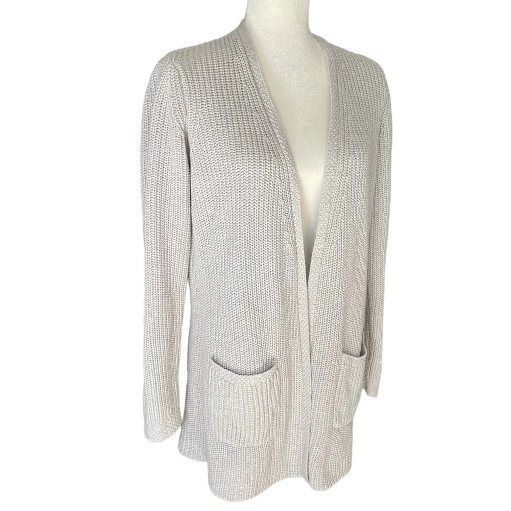 FAHERTY Sconset Lumi Open Cashmere Blend Cardigan in Gray
